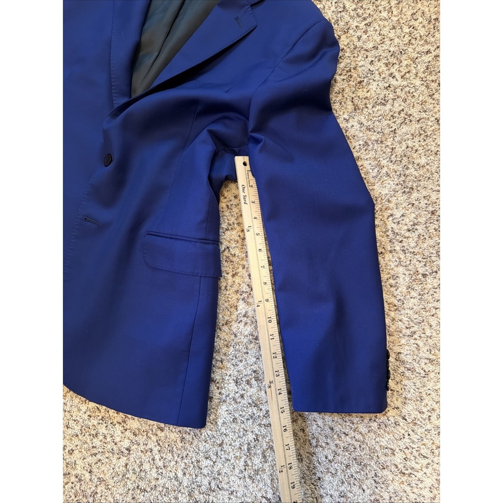 YSL Yves Saint Laurent Jacket Royal Blue Italy 44R Rayon/Viscosa Double  Vent - Picture 11 of 12